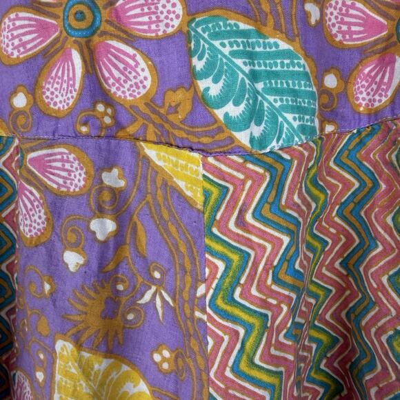 BATIK PUTRI Patchwork Tank Dress Womens Pink Green Purple Est Medium Boho Indie - Picture 6 of 7